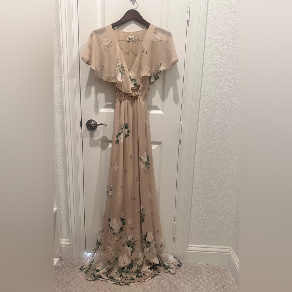 Show Me Your MuMu Cream Embellished Wrap Gown